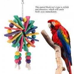 Jouet suspendu en bois pour cage à oiseaux - Perroquets - coloré
