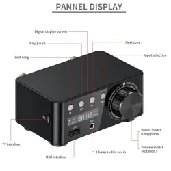 Mini digital forstærker - klasse D - HiFi - Bluetooth 5.0 - Tpa3116 - 50W*2 - USB - AUX - IN