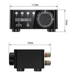 Mini amplificateur numérique - classe D - HiFi - Bluetooth 5.0 - Tpa3116 - 50W*2 - USB - AUX - IN
