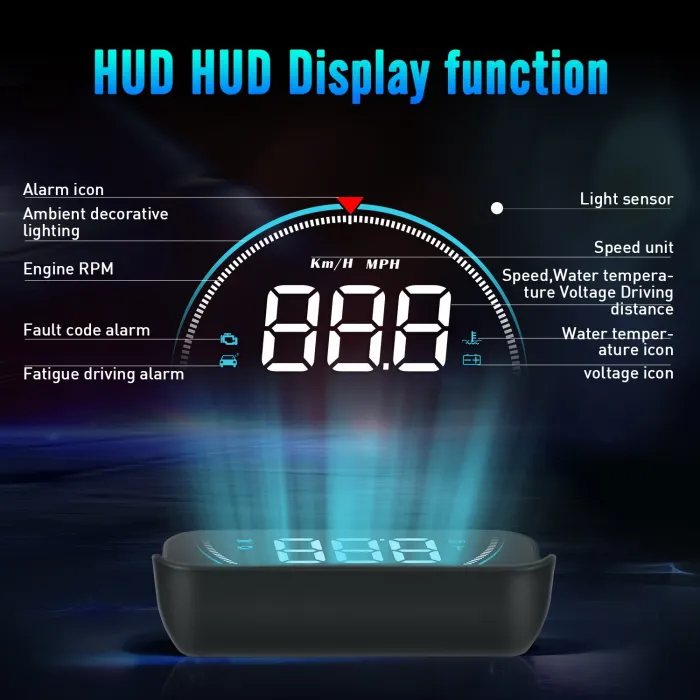 WIIYII M8 - HUD - affichage tête haute - système d'avertissement de survitesse - projecteur de pare-brise - OBD2 II - EUOBD