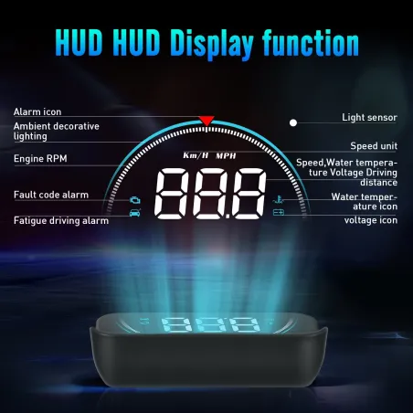 WIIYII M8 - HUD - head-up display - överhastighetsvarningssystem - vindruteprojektor - OBD2 II - EUOBD