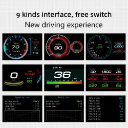 Bilens innebygde datamaskin - digital head-up-skjerm - HUD - OBD2 - hastighetsmonitor - med akselerasjonsturboalarm