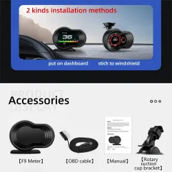 Bilens innebygde datamaskin - digital head-up-skjerm - HUD - OBD2 - hastighetsmonitor - med akselerasjonsturboalarm