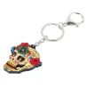 Acrylic skull with flowers - keychainKeyrings