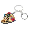 Acrylic skull with flowers - keychainKeyrings