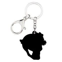 Acrylic skull with flowers - keychainKeyrings