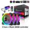 Ventilateur de boîtier d'ordinateur - refroidisseur de refroidissement - réglable - 120mm - 6pin - RGB - ARGB - LED - 5V