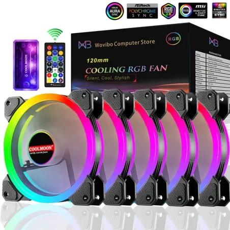 Ventilateur de boîtier d'ordinateur - refroidisseur de refroidissement - réglable - 120mm - 6pin - RGB - ARGB - LED - 5V