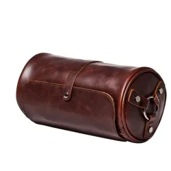 Trendy skulderveske i skinn - sylindrisk form
