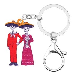 Acrylic Halloween skeleton couple - keychain