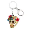llaveroCalavera acrílica con flores - llavero