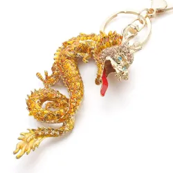 llaveroLlavero con dragón de cristal amarillo