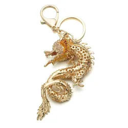 Keychain with a yellow crystal dragonKeyrings
