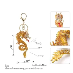 Nøkkelring med en gul krystalldrage