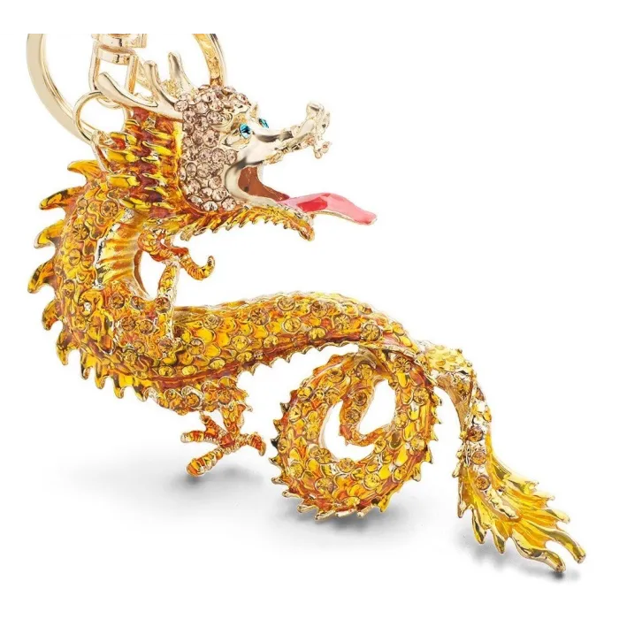 Keychain with a yellow crystal dragonKeyrings