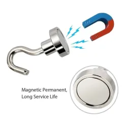 ImanesGancho magnético para colgar - fuerte imán de neodimio - 32 mm - 5,5 kg