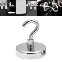 ImanesGancho magnético para colgar - fuerte imán de neodimio - 32 mm - 5,5 kg