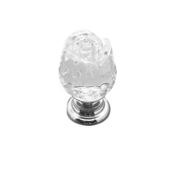 Luxurious furniture knobs - glass crystal rose shapeFurniture
