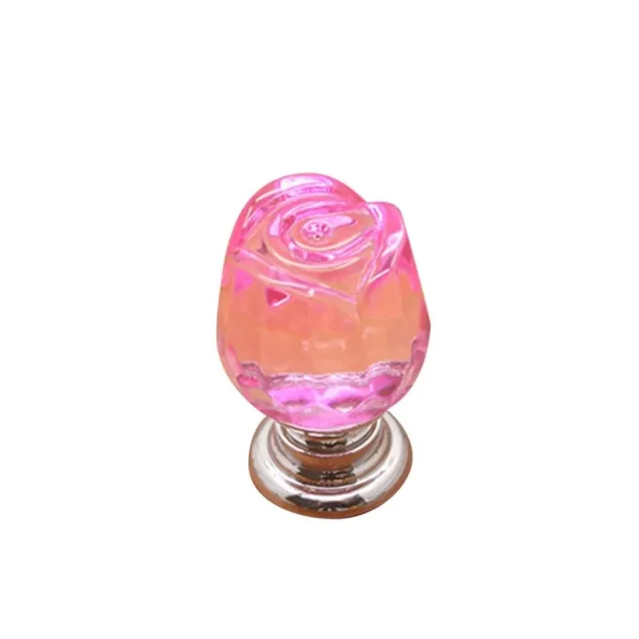 Luksuriøse møbelknopper - glaskrystalrosa form
