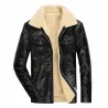 Leren winterjas met fleece & rits - slimJassen