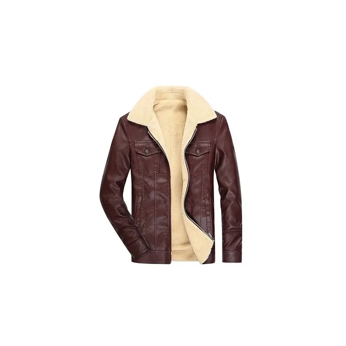 Leren winterjas met fleece & rits - slimJassen