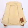 Winterjacke aus Leder mit Fleece & Reißverschluss - Slim