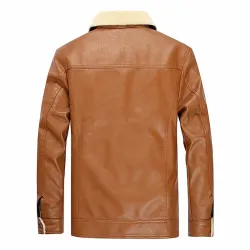 Leren winterjas met fleece & rits - slimJassen