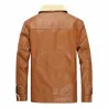 Leather winter jacket with fleece & zipper - slimJackets