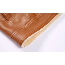 Leren winterjas met fleece & rits - slimJassen