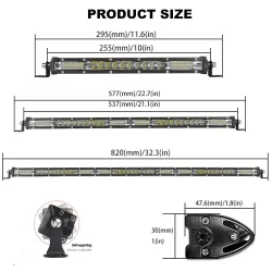 Aluminium - Barre lumineuse LED - 78W/156W/234W - 12V/24V - VTT - camion - voiture - bateau