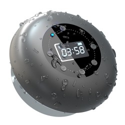 Bluetooth - inalámbrico - portátil - altavoz para ducha - resistente al agua - con micrófono - FM - pantalla LCD