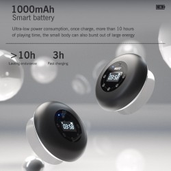 Bluetooth - sem fio - portátil - alto-falante de chuveiro - à prova d'água - com microfone - FM - display LCD