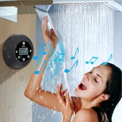 Bluetooth - sans fil - portable - haut-parleur de douche - étanche - avec microphone - FM - écran LCD