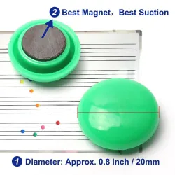 Bunte Magnetknöpfe - Papier- / Whiteboardhalter - Stifte - Kühlschrankmagnete - 20 mm - 10 Stück