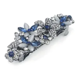 Elegant hårspänne - hårnål - med kristallblommor