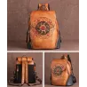Women's retro backpack - floral embossing - genuine leather - large capacityBackpacks