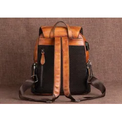 MochilasMochila retro mujer - estampado floral - piel genuina - gran capacidad