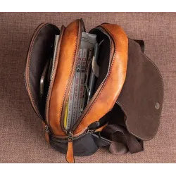Sac à dos rétro pour femme - gaufrage floral - cuir véritable - grande capacité