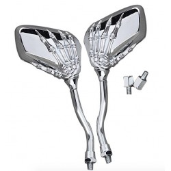Motorradspiegel mit Skeletthand - Chrom - Silber