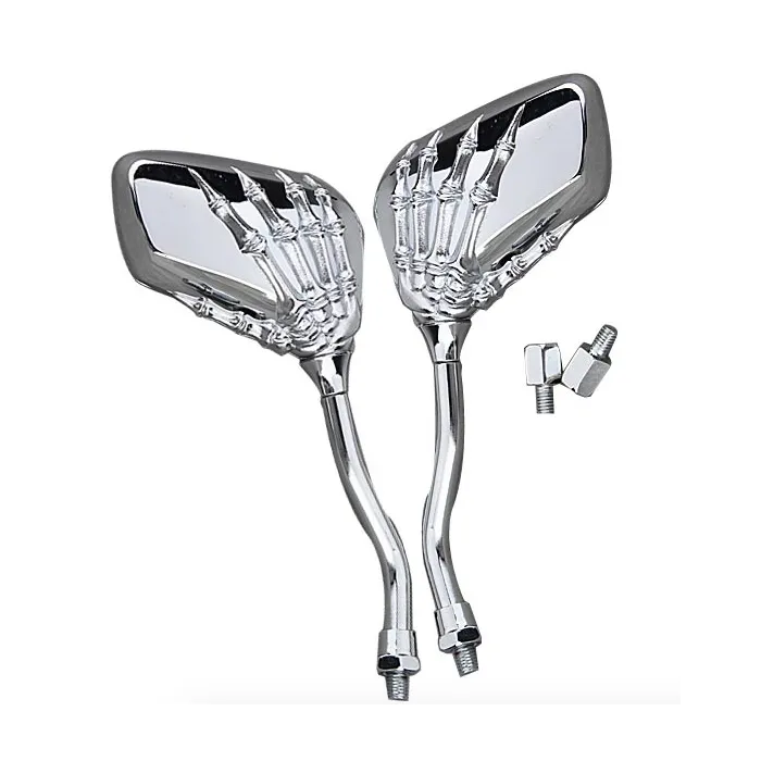 EspejosEspejos de moto con mano de esqueleto - cromo - plata