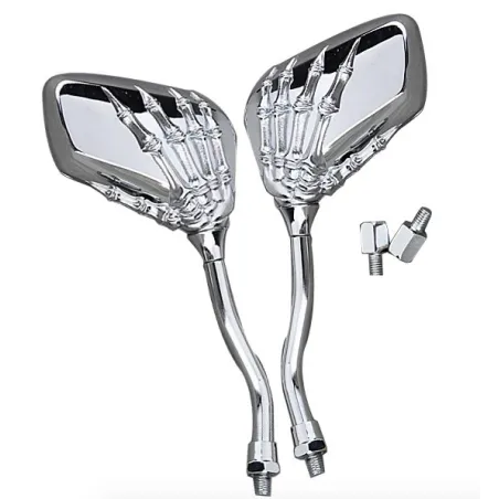 Rétroviseurs moto à main squelette - chrome - argent