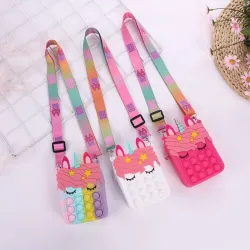 BolsasBolso bandolera push bubble - monedero pequeño de silicona - unicornio
