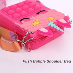 Push bubble axelväska - liten silikonväska - enhörning