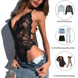 Bodysuit med gjennomsiktig blonder - sexy undertøy