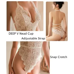 Bodysuit med gjennomsiktig blonder - sexy undertøy