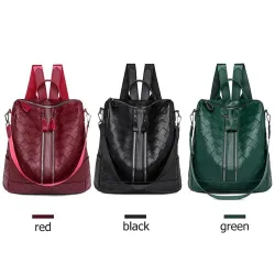 MochilasElegante mochila de cuero - bandolera multifunción