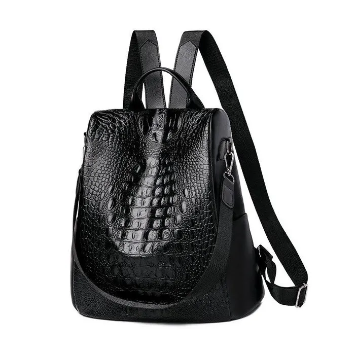 Fashionable vintage backpack - multifunction shoulder leather bag - snake skin patternBackpacks