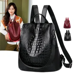 Sac à dos vintage à la mode - sac à bandoulière multifonction en cuir - motif peau de serpent