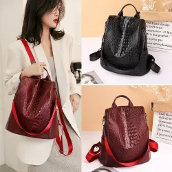 MochilasMochila vintage de moda - bolso de hombro multifunción de cuero - patrón de piel de serpiente