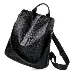 Fashionable vintage backpack - multifunction shoulder leather bag - snake skin patternBackpacks